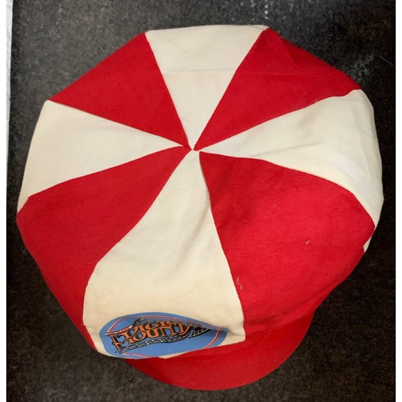 Vintage Six Flags Magic Mountain Red & White Pinwheel Cap Hat Souvenir Employee? - Picture 2 of 16